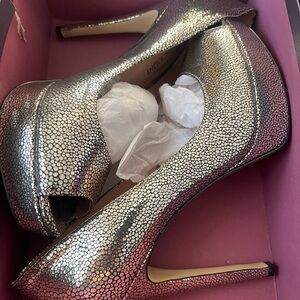 Nordstrom Metallic Silver and Black Heels
